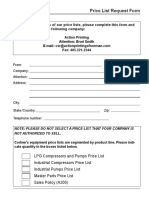 Price List Request Form for Action Printing