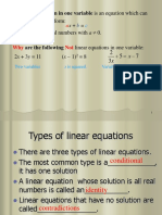 A Linear Equation in One Variable Is An Equation Which Can Be Written in The Form: For A, B, and C Real Numbers With A 0