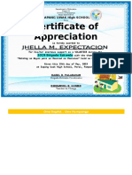 Certificate of Appreciation - Sapang Uwak