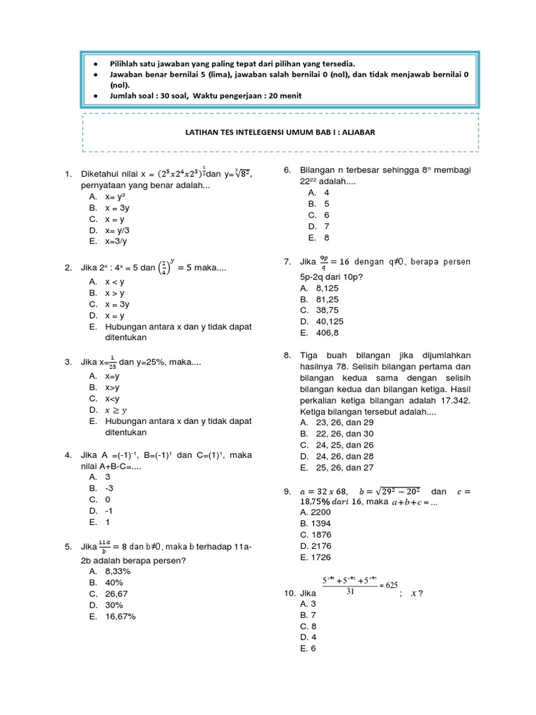 Latihan soal tiu cpns pdf