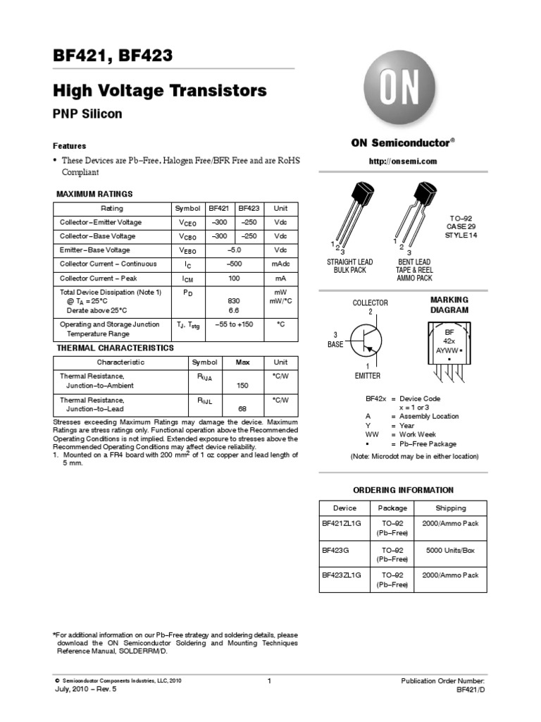BF422 Datasheet | PDF | Bipolar Junction Transistor | Electromagnetism