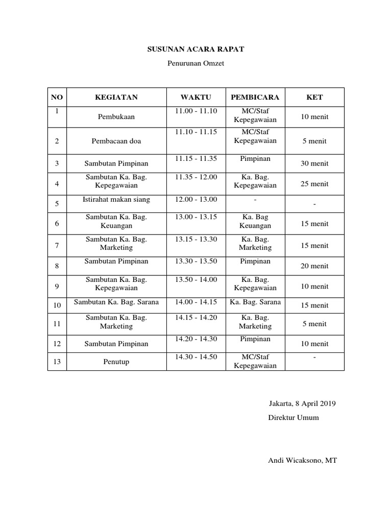 Susunan Acara Rapat Pdf