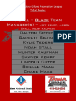 2019 T-Ball Team Roster
