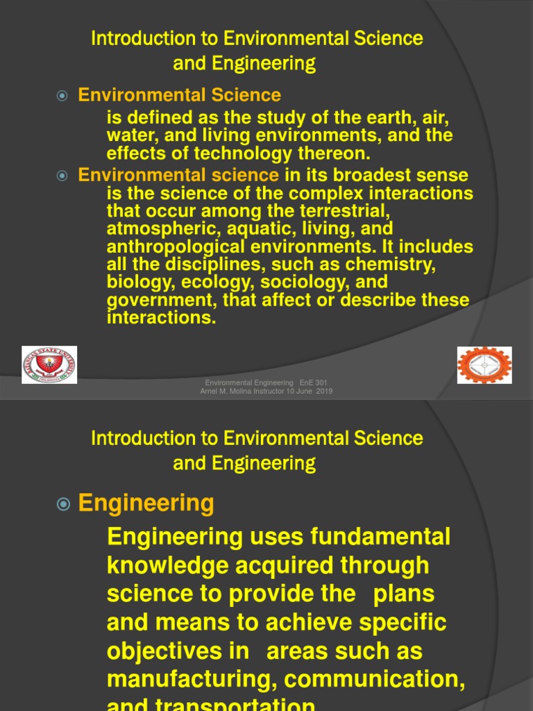 Lecture 1 Introduction To Environmental Science and Engineering | PDF ...