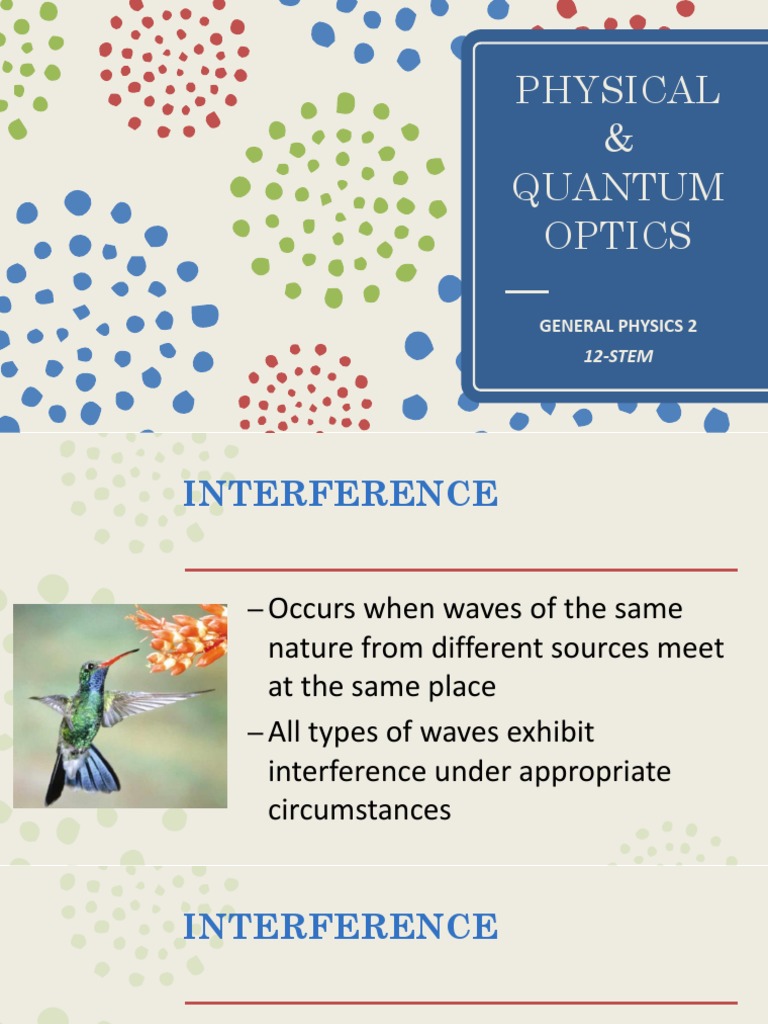 Interference and Quantum Optics Concepts | PDF | Coherence (Physics ...