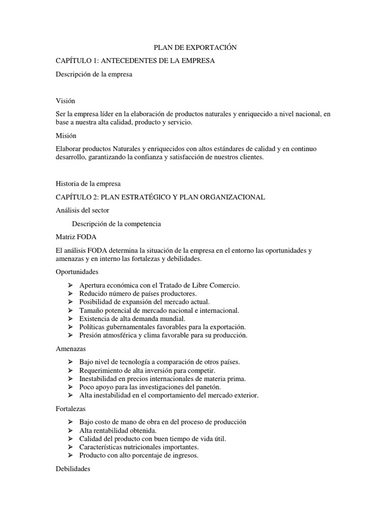 Modelo de Plan de Exportacion | PDF | Exportaciones | Mercado (economía)
