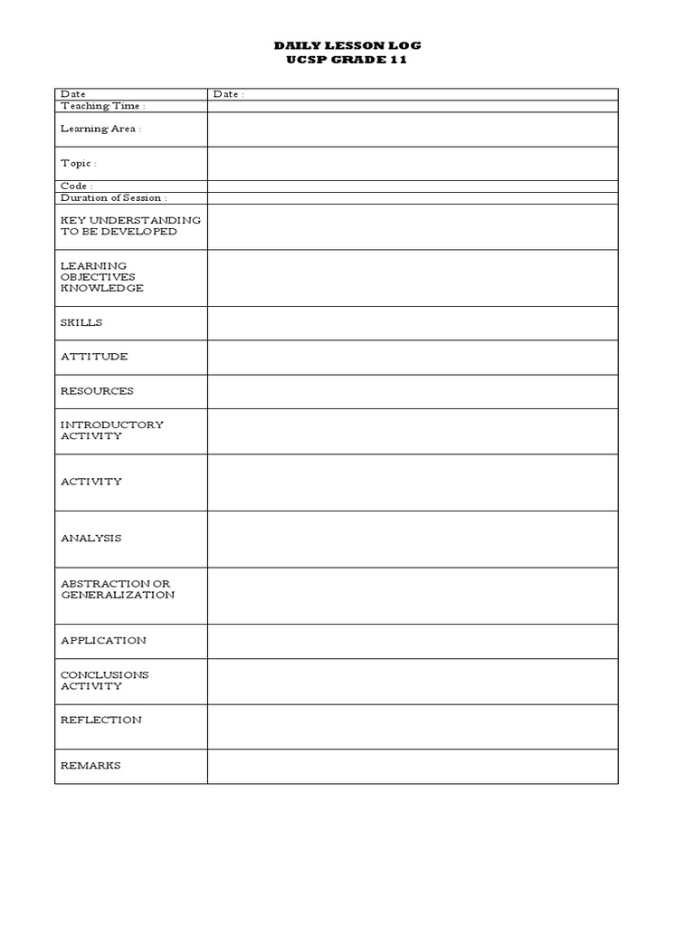 Grade 11 UCSP Daily Lesson Log | PDF