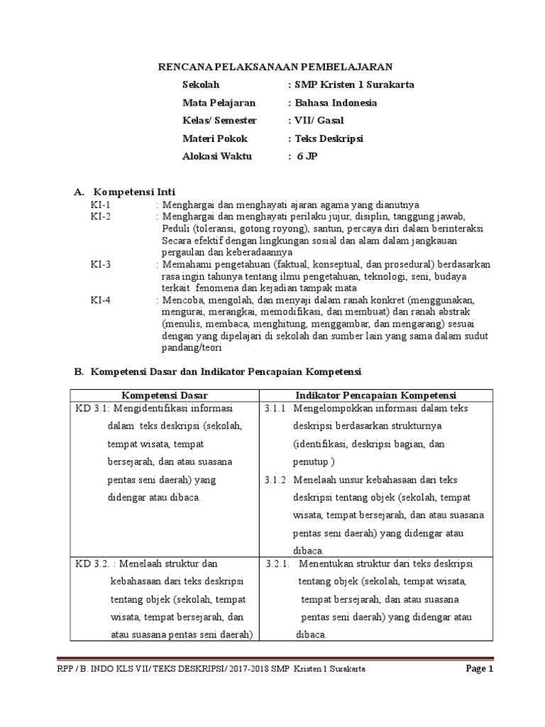 Soal Rumpang Teks Deskripsi Kls 7 Semester 1