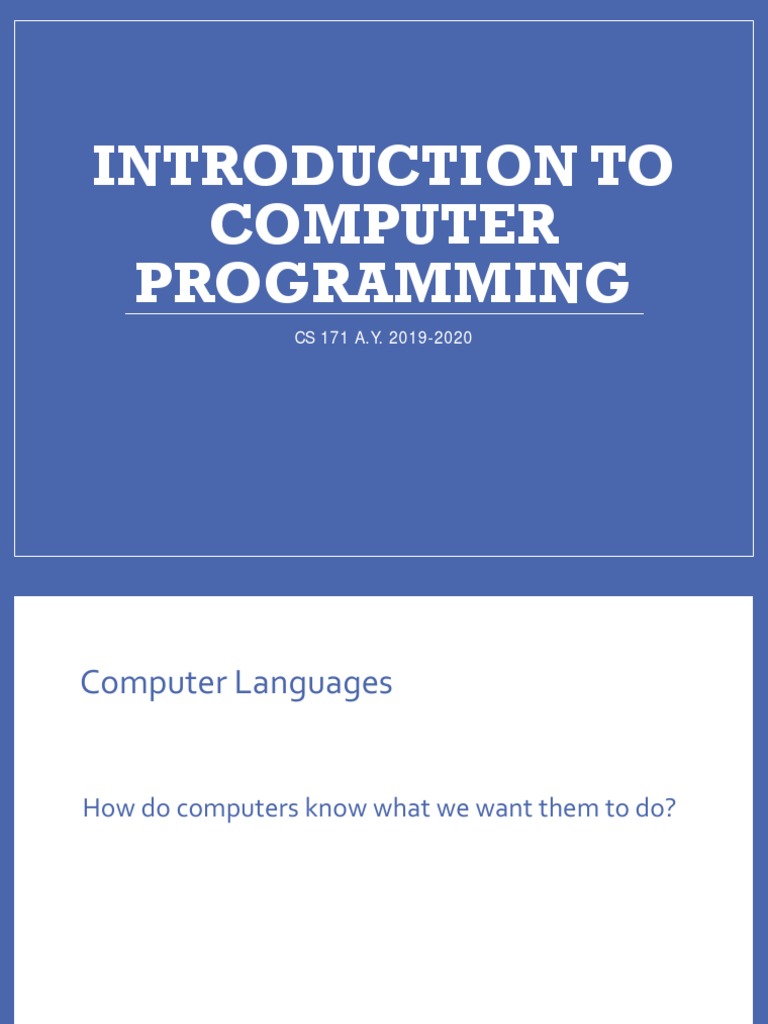 CS 171-Introduction To Computer Programming | PDF