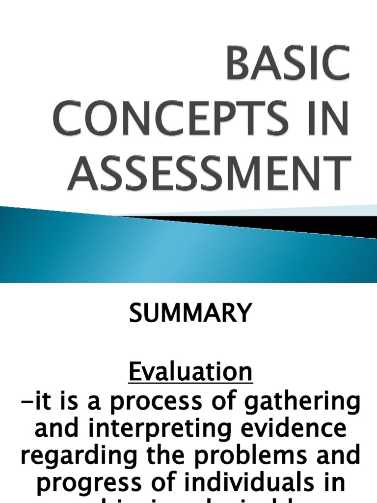 Basic Concepts in Assessment | PDF | Evaluation | Goal