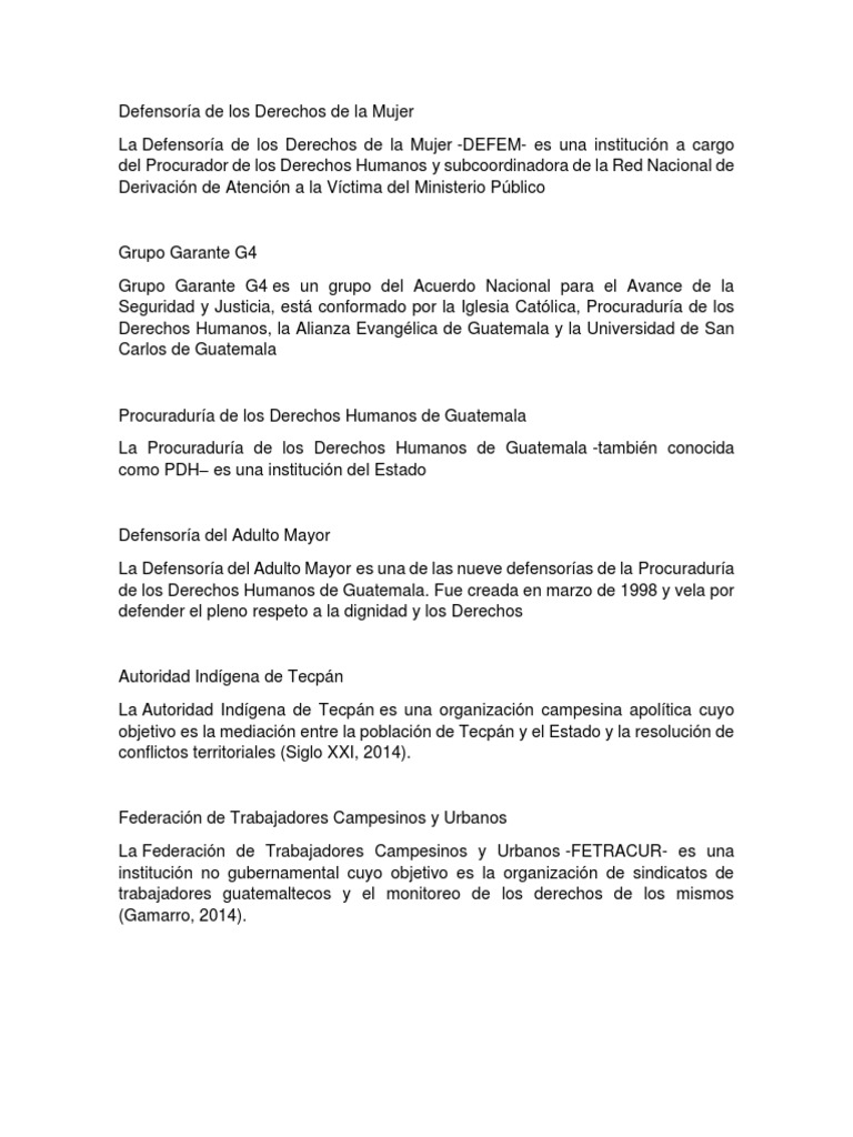 Instituciones de Derechos Humanos en Guatemala | PDF | Guatemala ...