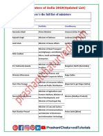 Cabinet Ministers 2019 PDF
