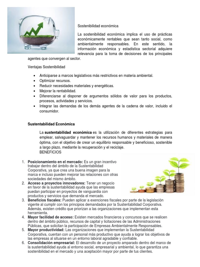 Sostenibilidad Económica y sus Beneficios | PDF | Sustentabilidad ...