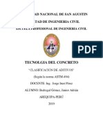 Clasificación de aditivos para concreto según ASTM-494