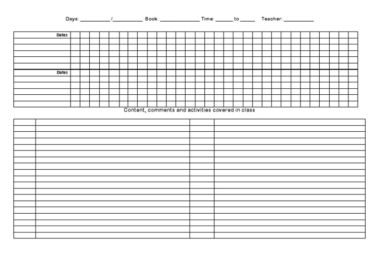 Class Schedule and Activities Log | PDF