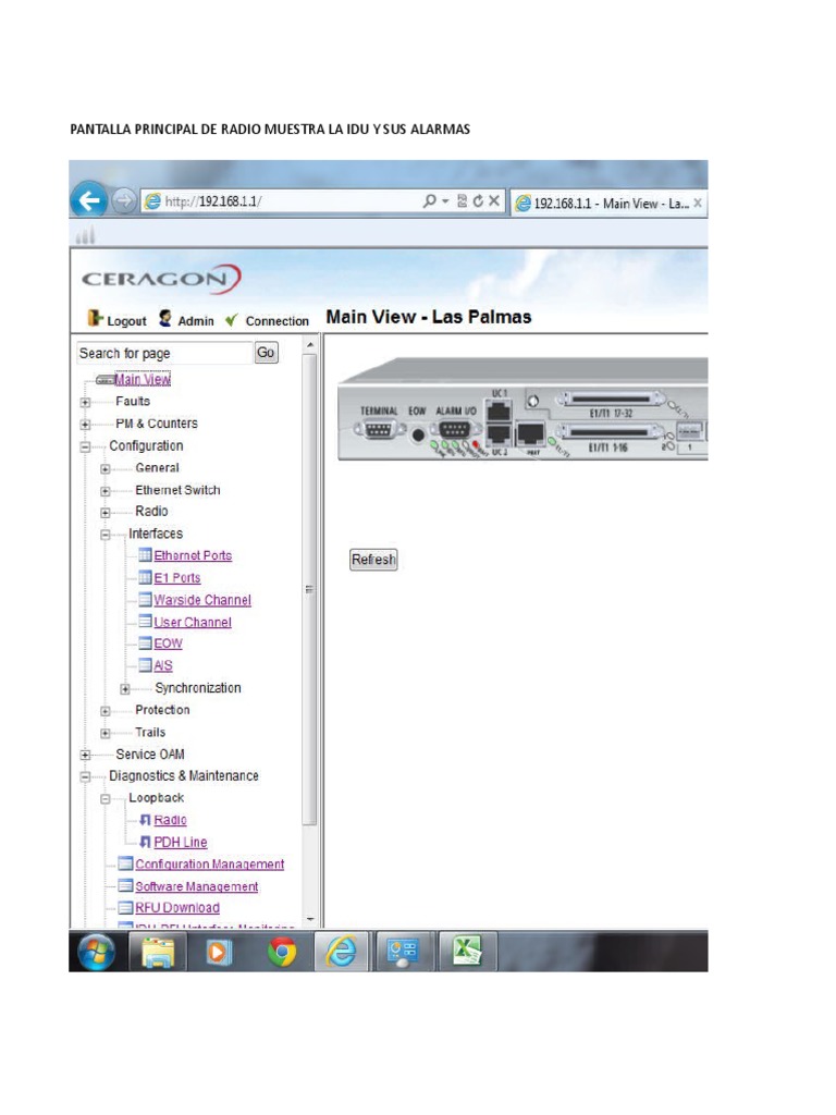 Configuración de IDU Ceragon y Alarmas | PDF
