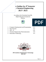 Course Outline For 4 Semester Bsc. Chemical Engineering 2K17-2K21