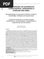 Amamentação Em Prematuros Vivências Das Mães