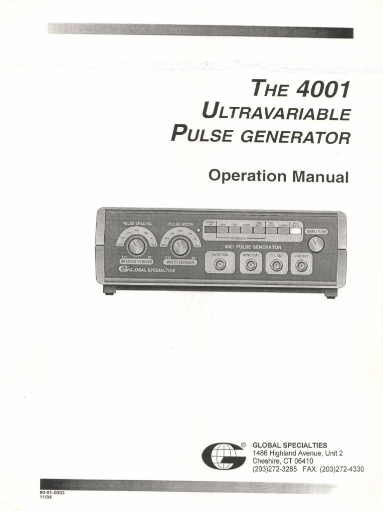 Global Specialties 4001 Manual | PDF | Electrical Engineering | Electronics
