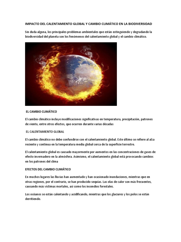 Impacto Del Calentamiento Global | PDF | Cambio climático ...