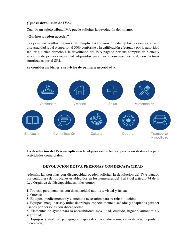 Devolución de IVA para Discapacitados y Mayores | PDF