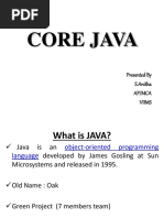 Core Java: Presented by S.Anitha Ap/Mca Viims