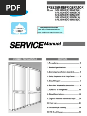 Manual De Servicio Samsung Srl 3626b Pdf Refrigerator Power Supply