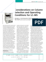 Considerations On Column Selection and Operating Conditions For LC-MS