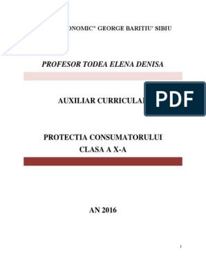 narrow sharply section Auxiliar Curricular Protectia Consumatorului Todea Resursa Gratuita Elevi |  PDF