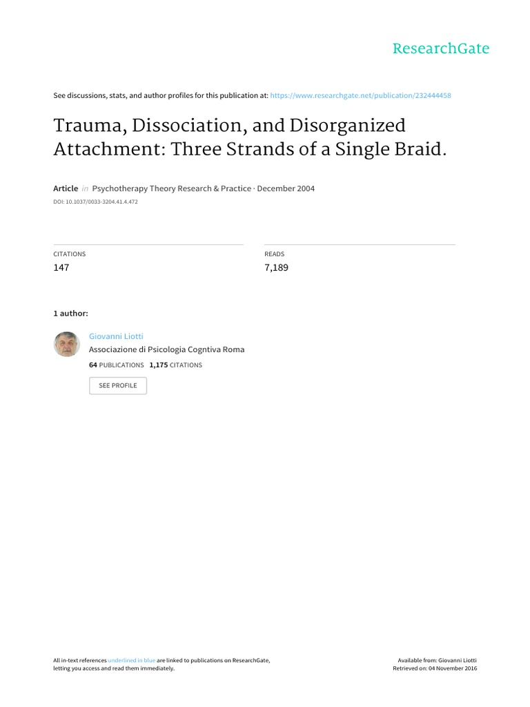 Trauma and Disorganized Attachment Insights | PDF | Attachment Theory ...