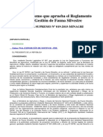 DECRETO SUPREMO #019-2015-MINAGRI Que Aprueba El Reglamento para La Gestión de Fauna Silvestre