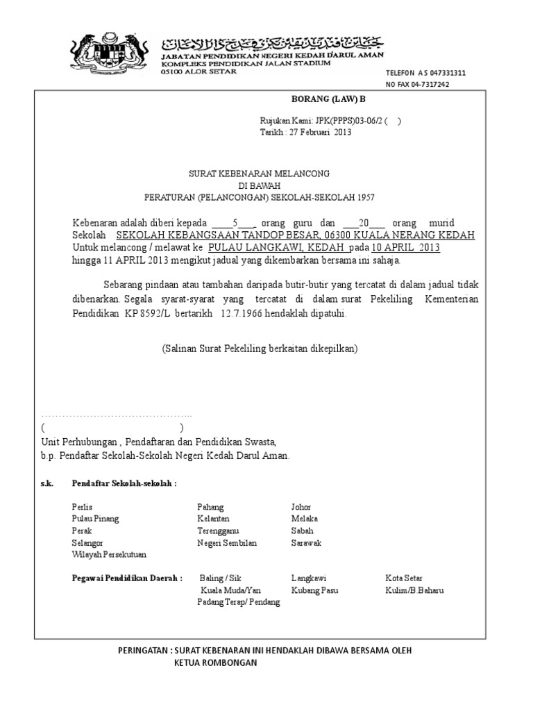 Borang Pelancongan Ke P Langkawi Pdf