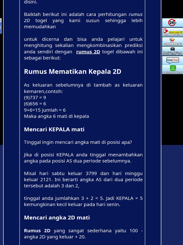 Rumus Sg 2D Jitu Togel | Pdf