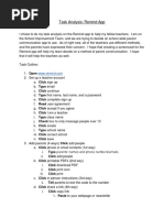 task analysis and script remind app