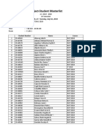 Subject-Student Masterlist: As Of: Tuesday, July 02, 2019