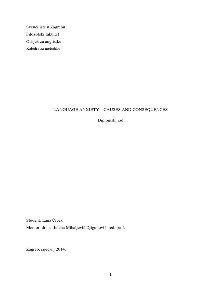 Language Anxiety in Young Learners | PDF | Second Language Acquisition ...