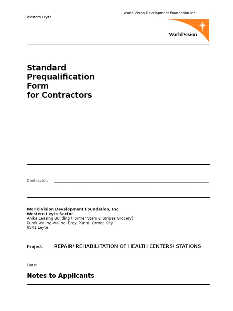 Contractor Prequalification Form | PDF | Joint Venture | Business