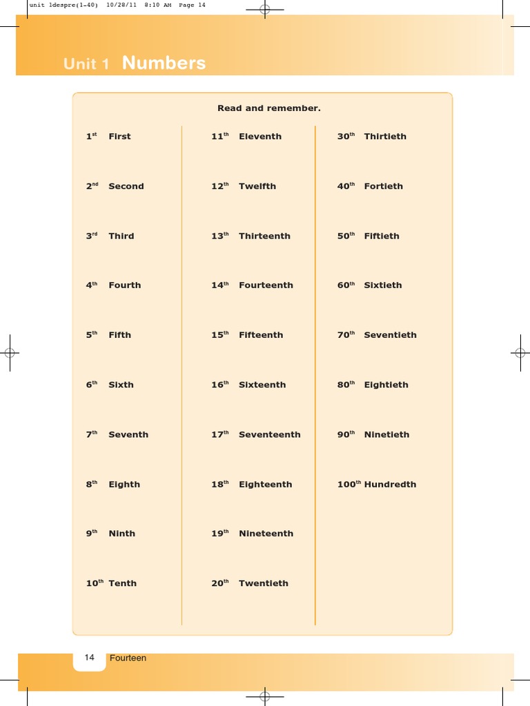 Understanding Ordinal Numbers 1-100 | PDF
