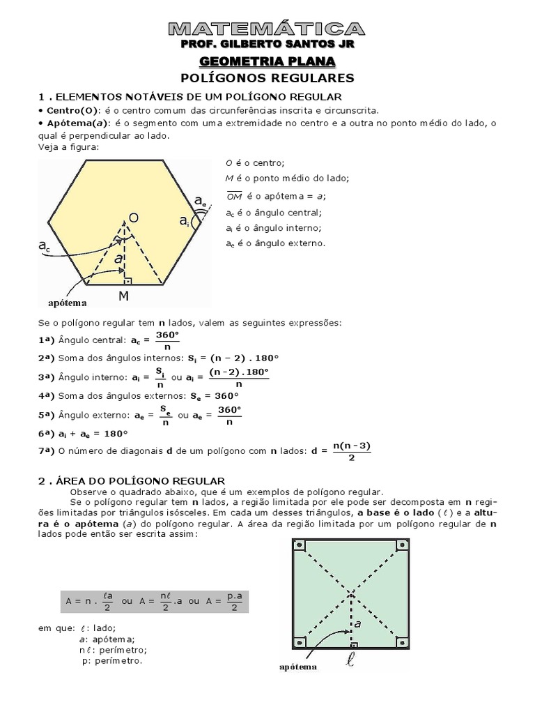 Elementos e propriedades dos polígonos regulares | PDF | Polígono ...