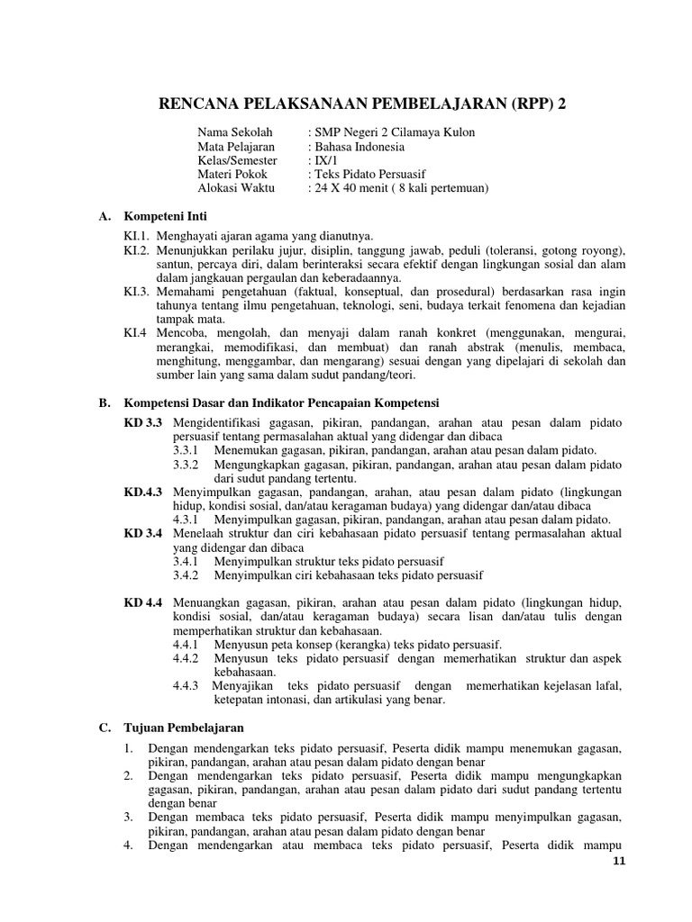 Rpp 9 2 Teks Pidato Persuasif