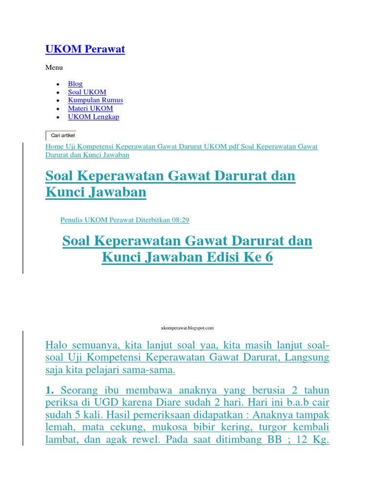 Soal Ukom Keperawatan Anak Dan Kunci Jawaban Guru Galeri