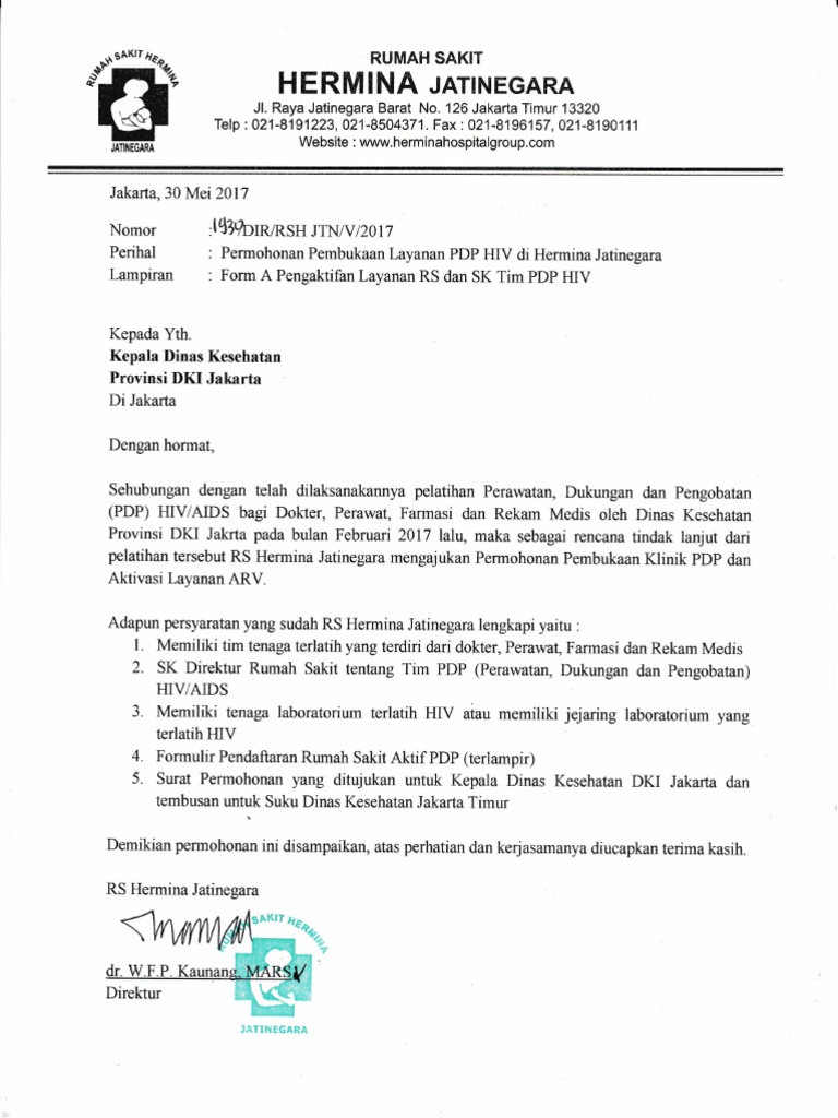 Surat Permohonan Pembukaan Pelayanan HIV PDF
