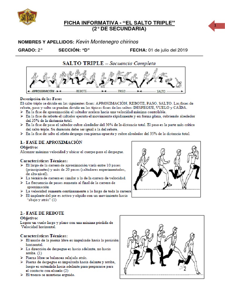 Fases y técnica del salto triple | PDF | Deporte del atletismo | Deportes