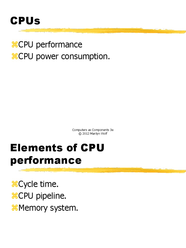 CPU Performance CPU Power Consumption. Computers As Components 3e