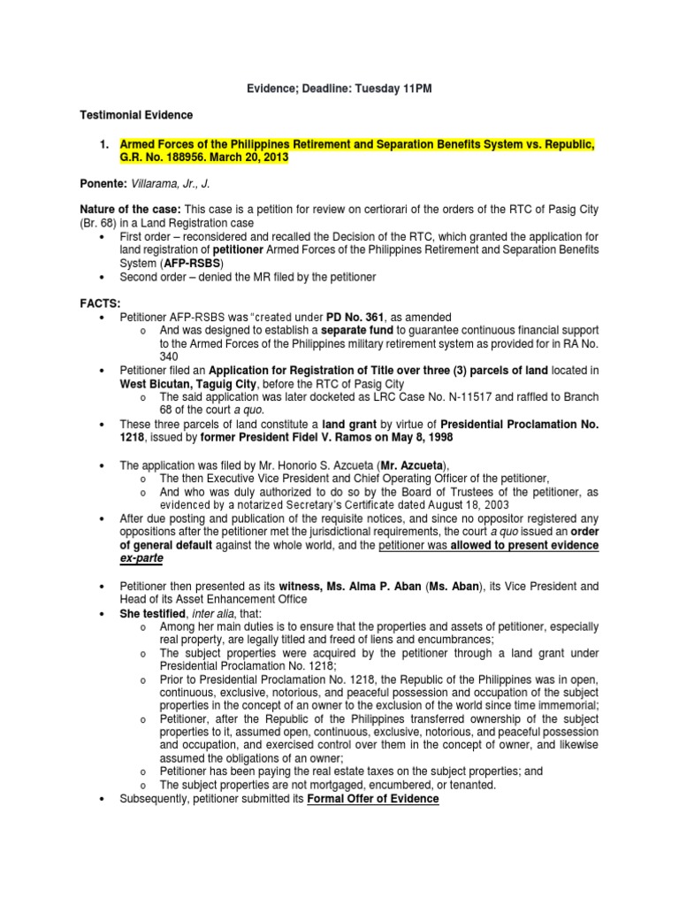 Testimonial Evidence in Land Registration | PDF | Prejudice (Legal Term ...