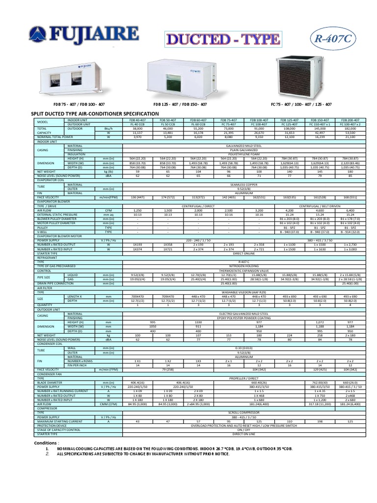 Air conditioner specifications