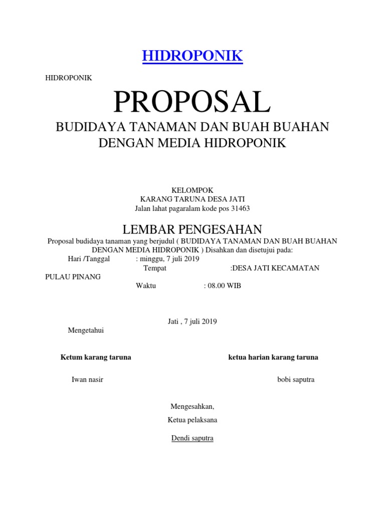 Proposal Hidroponik