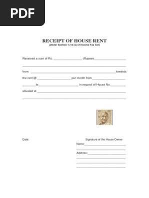 House Rent Receipt Form 1