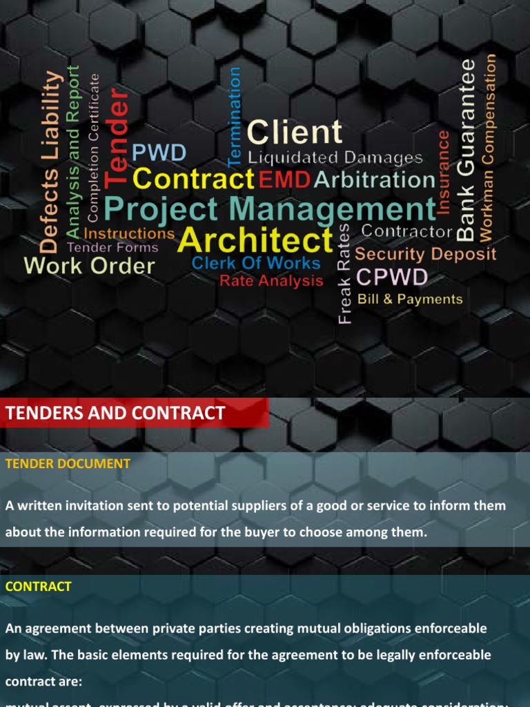 | Legal Professional | Specification ... Tender practice