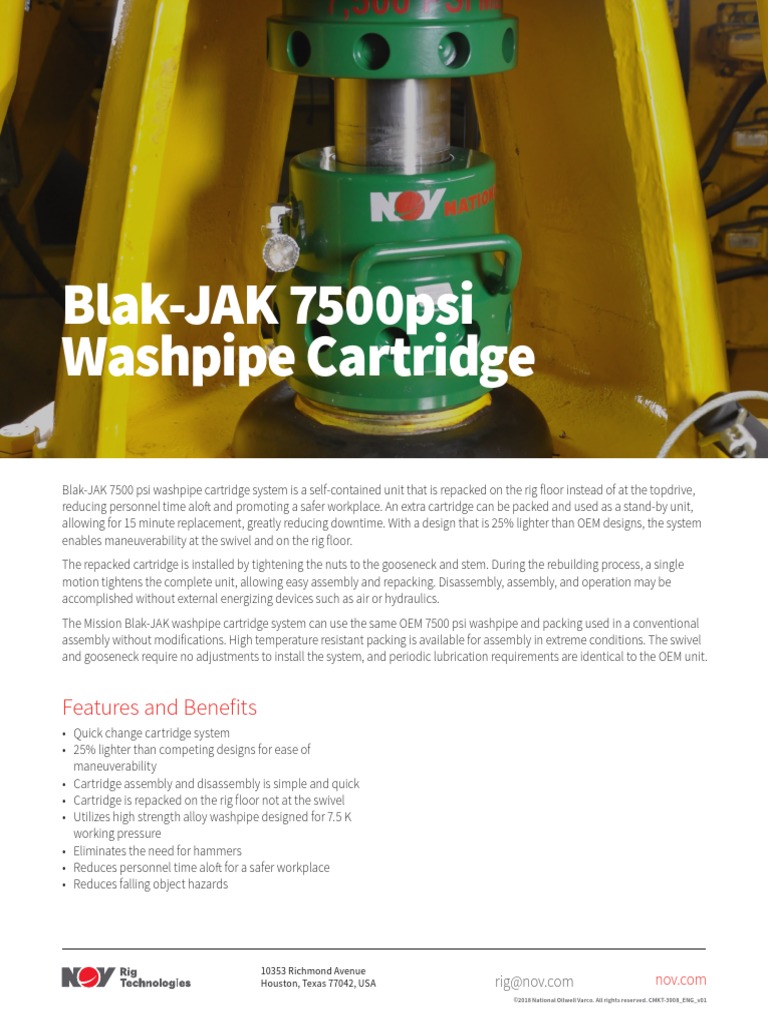 Blak JAK 7500psi Washpipe Cartridge PDF Mechanical Engineering 